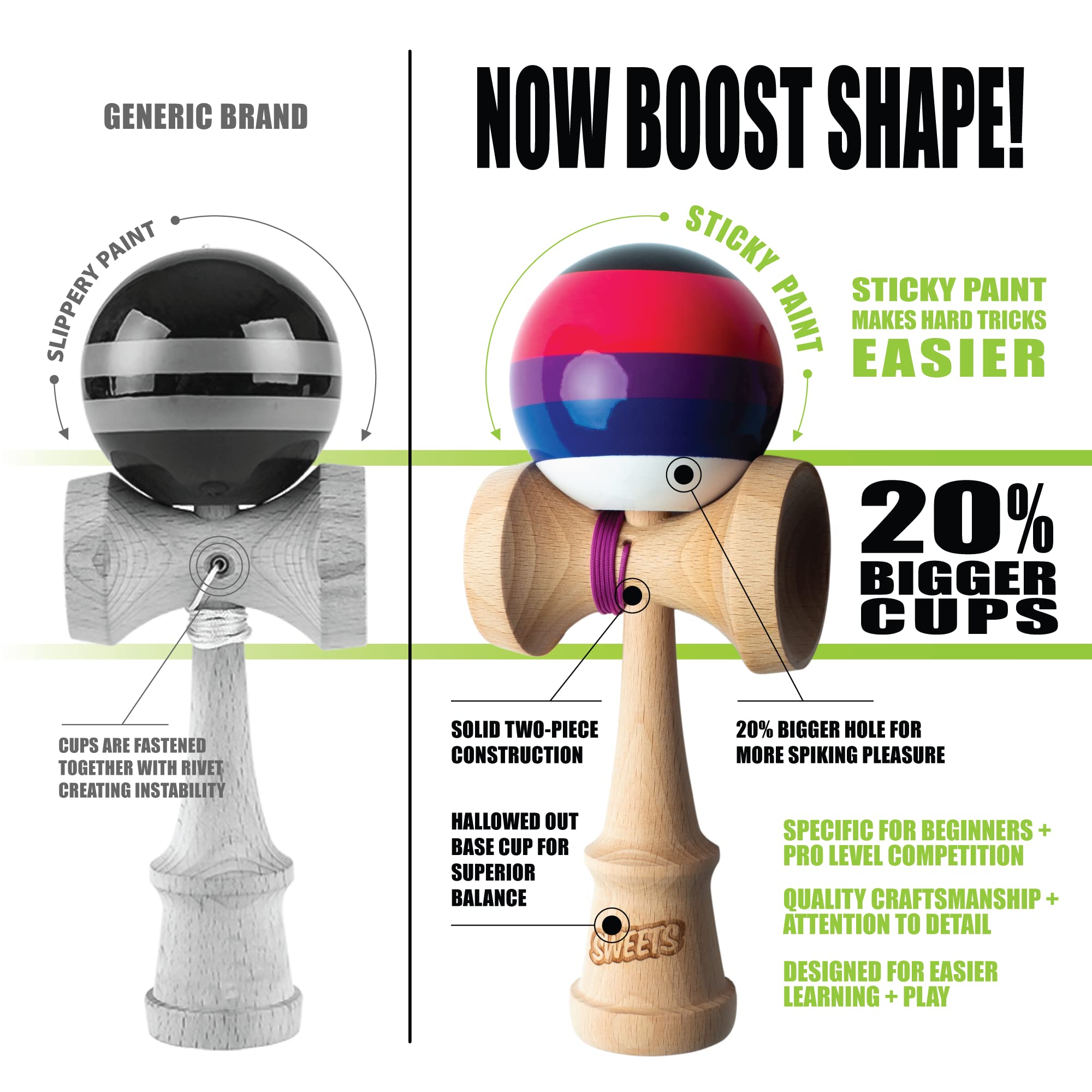 Sweets Kendamas 5-Stripe Prime Kendama - All Levels, Stripe Design